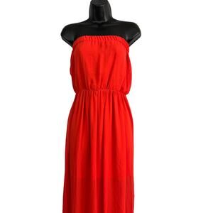 Topshop Strapless Maxi Dress Orange Red - 0